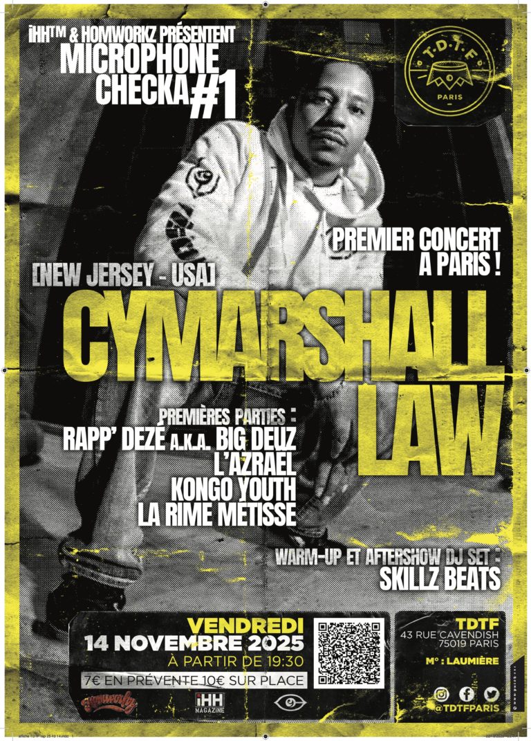 CYMARSHALL LAW [USA] en concert exceptionnel le 14 novembre 2025 au TDTF [Paris] avec RAPP’DEZÉ, LA RiME MÉTiSSE, KONGO YOUTH et L’AZRAËL !